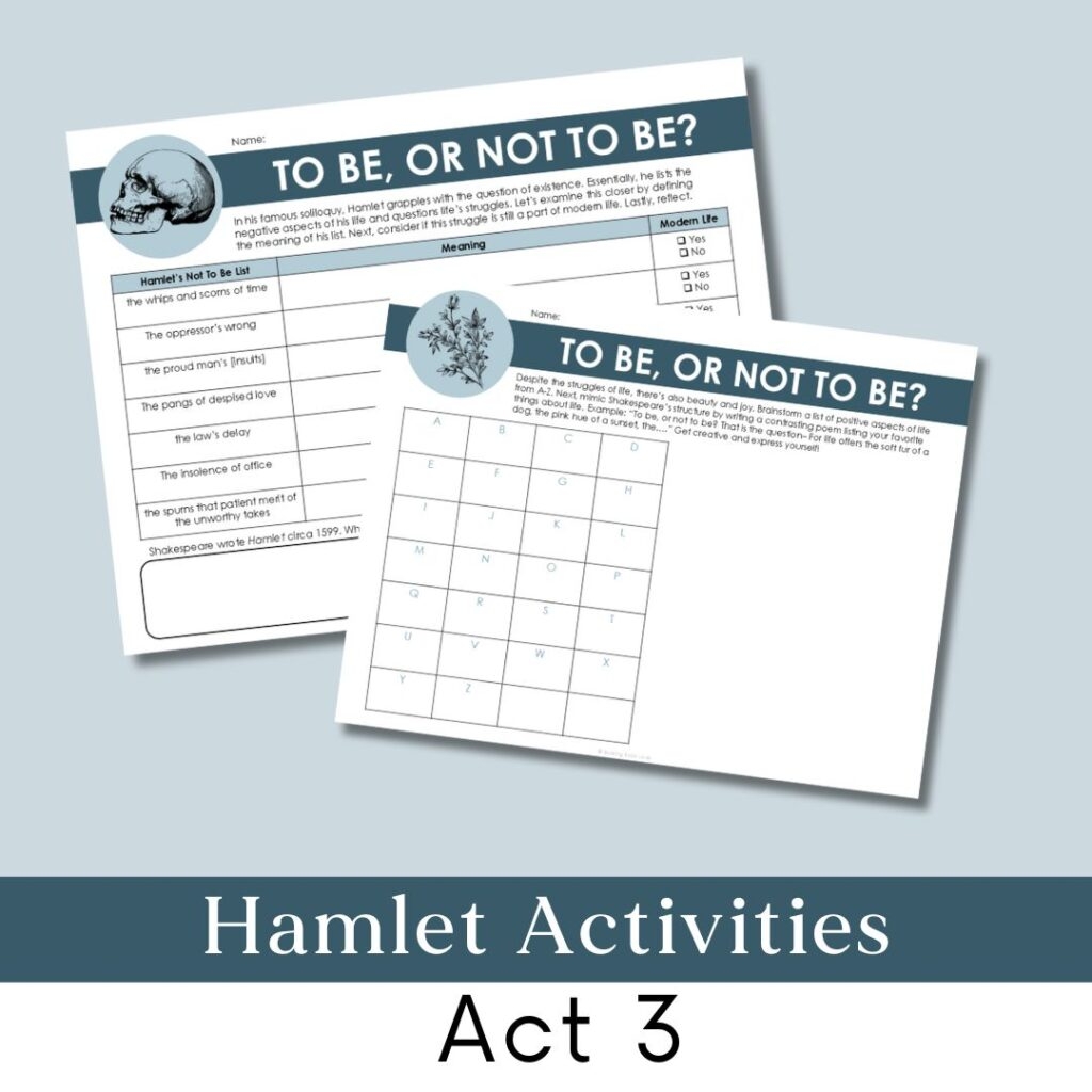 Hamlet Activities Introduction Lessons And Teaching Ideas Building Book Love