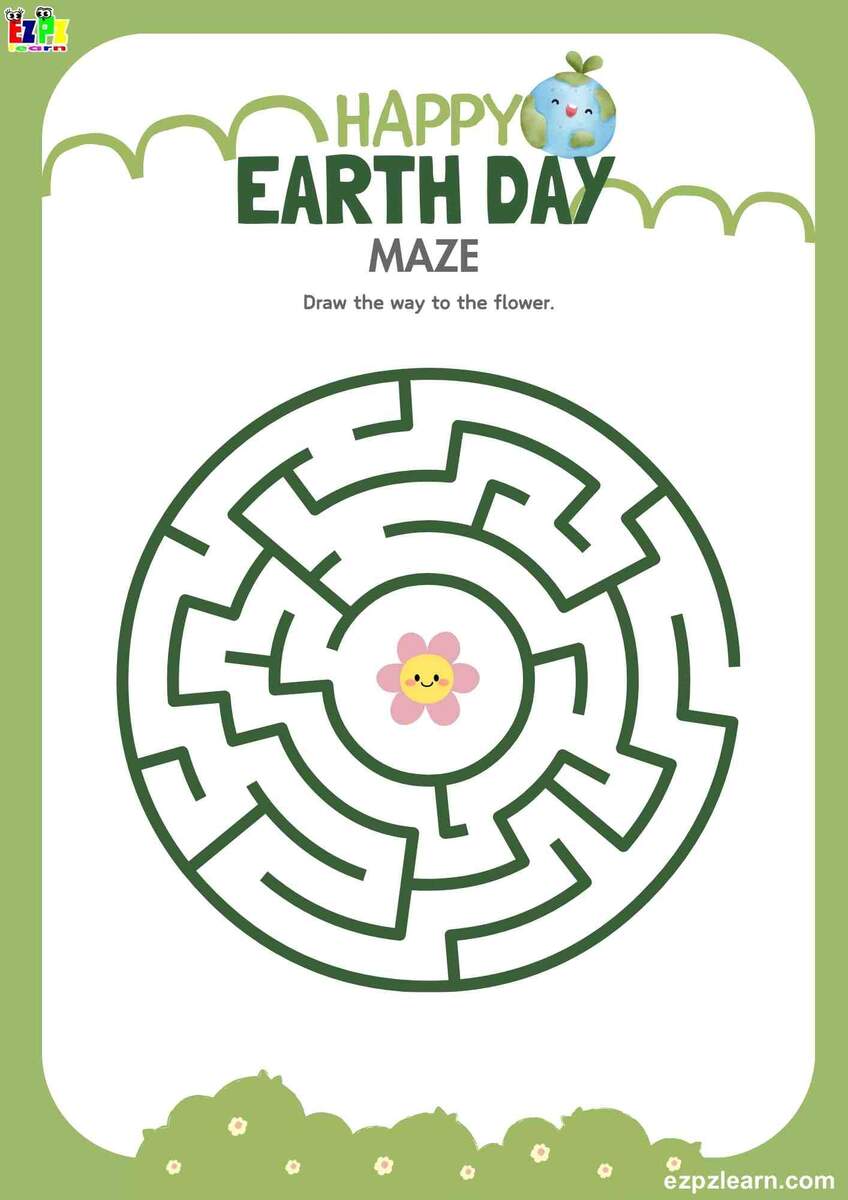 Happy Earth Day Maze Activity For Kids Free Printable PDF Ezpzlearn Happy Earth Day Maze Activity For Kids Free Printable PDF Ezpzlearn