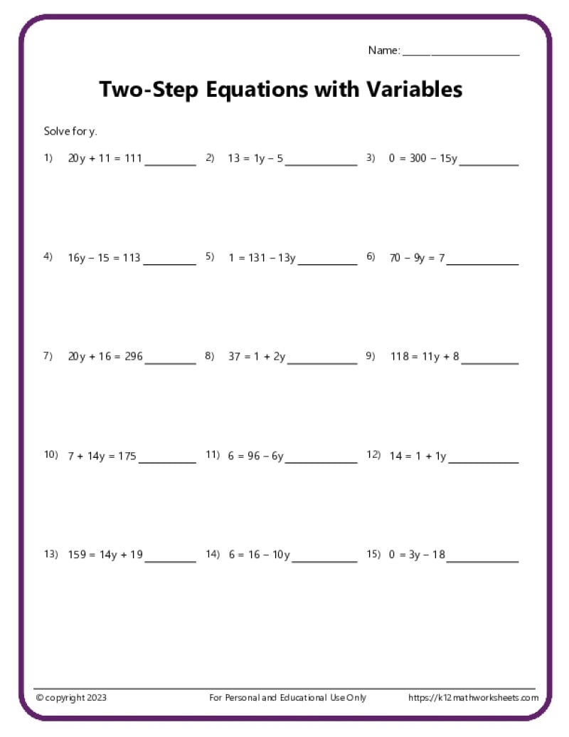 High School Algebra Worksheets High School Algebra Worksheets