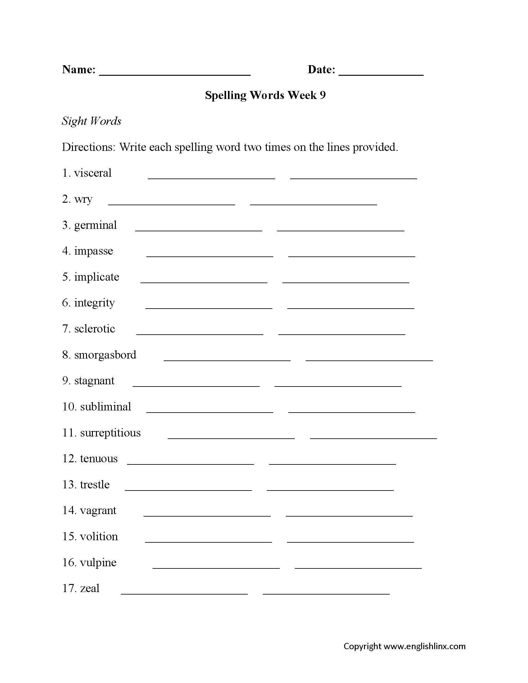 17 9th Grade Worksheets Spelling Words Free PDF At Worksheeto