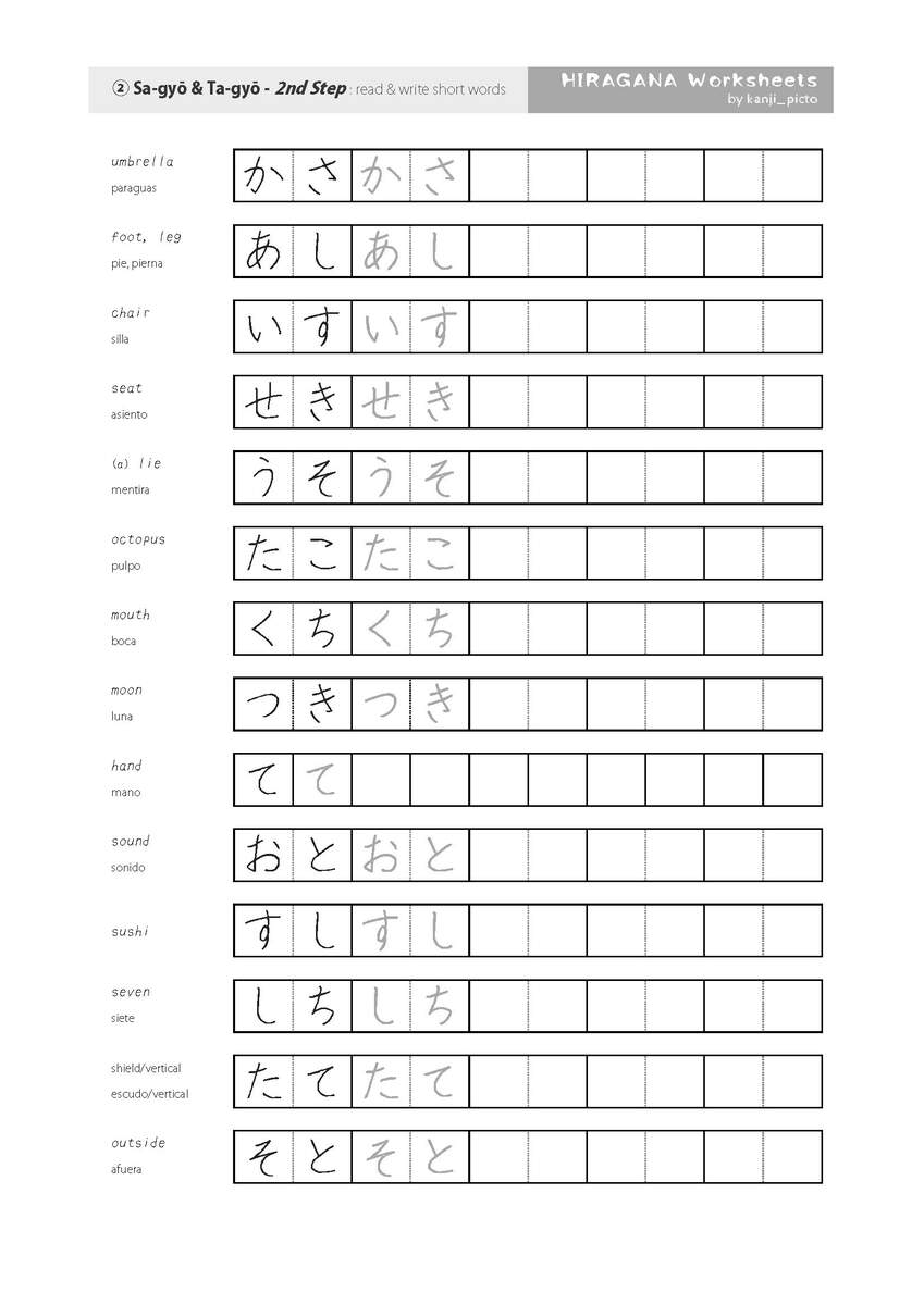 Japanese Hiragana Practice Sheets Complete Hiragana Alphabet For Beginners Digital Printable Instant Download Etsy