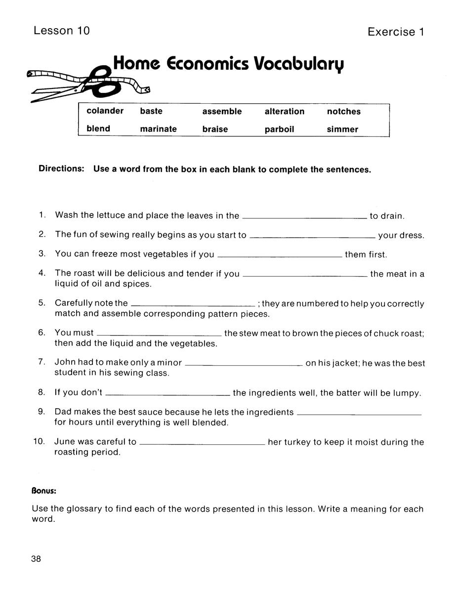 HOME ECONOMICS And VOCATIONAL VOCABULARY Made By Teachers