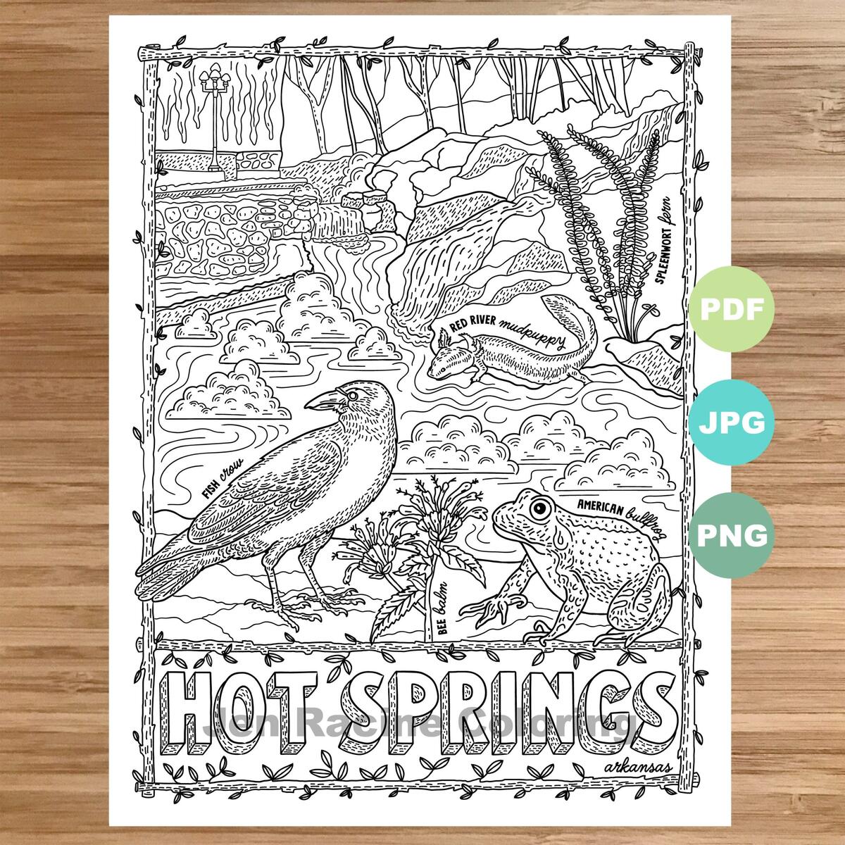 Hot Springs National Park Coloring Page Arkansas PDF JPG PNG Etsy Norway Hot Springs National Park Coloring Page Arkansas PDF JPG PNG Etsy Norway