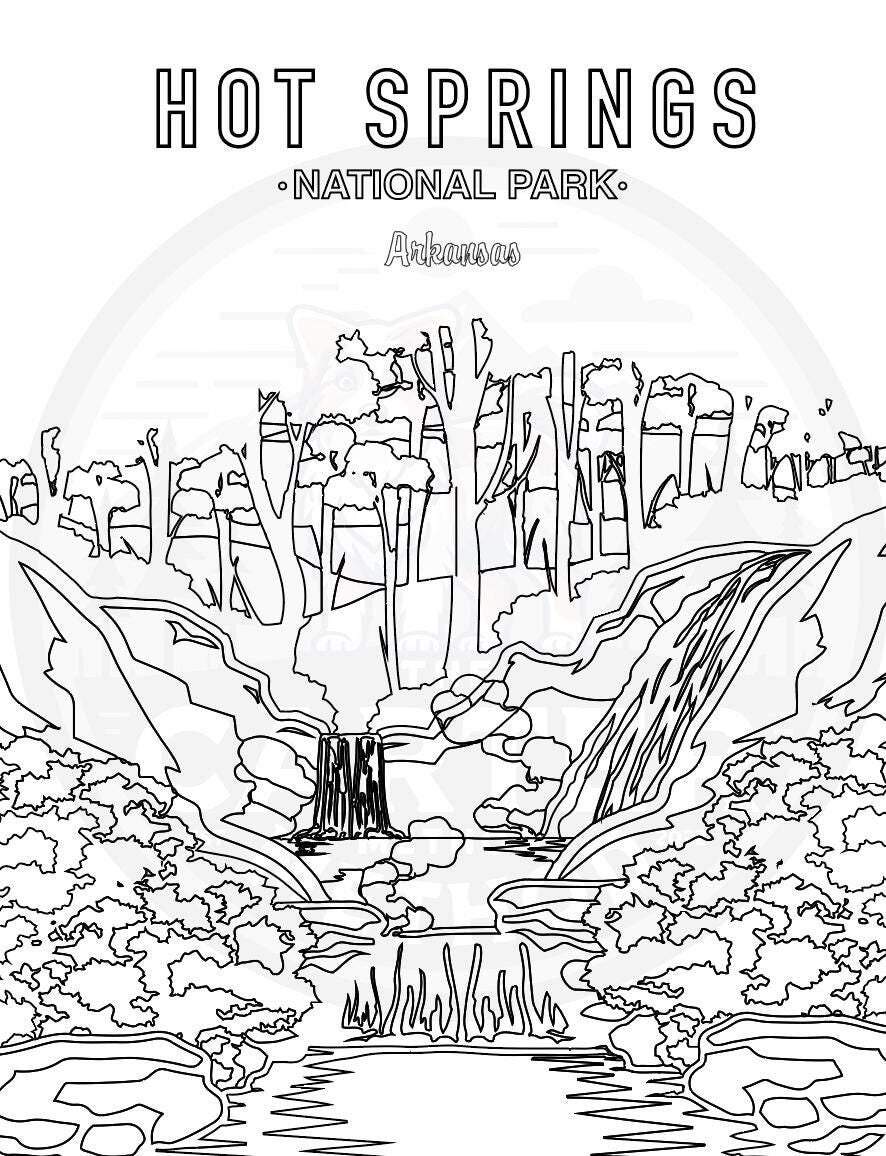 Hot Springs National Park Coloring Sheet 8 5 X11 Etsy Hot Springs National Park Coloring Page Arkansas PDF JPG PNG Etsy Norway