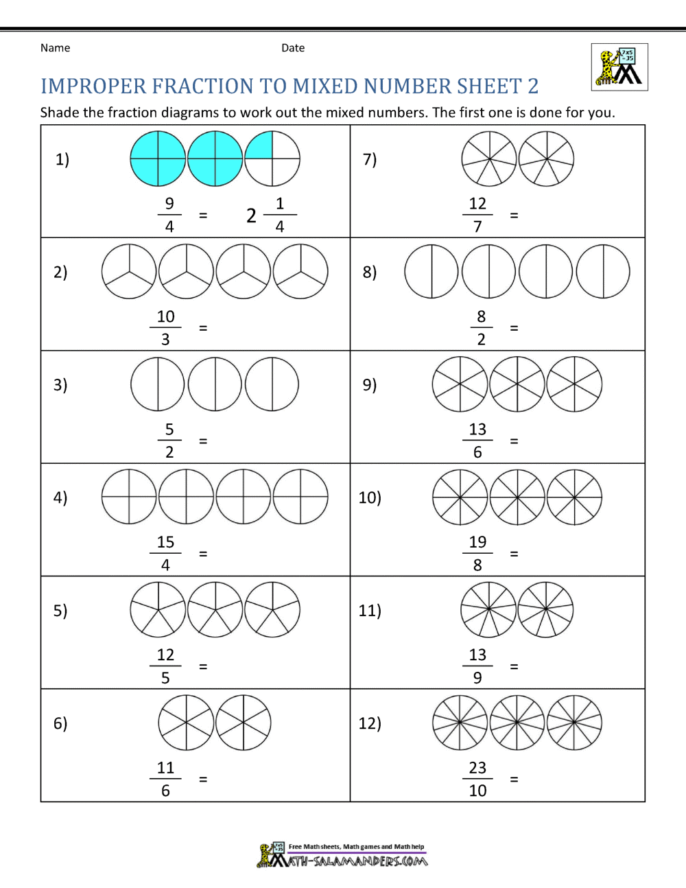 Free Adding Mixed Numbers Worksheets Teach Prints
