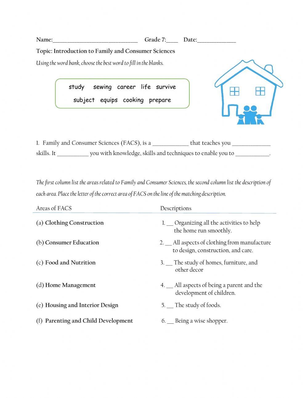 Introduction To Family Consumer Sciences Worksheet Worksheets Library