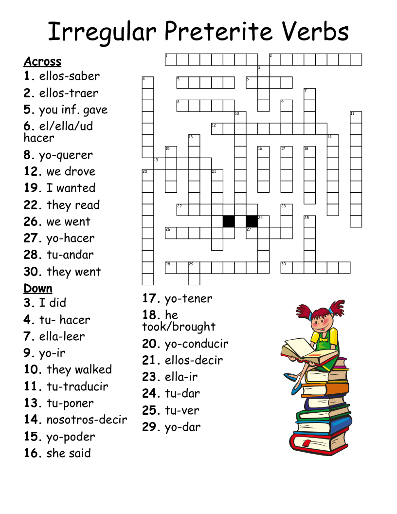 Irregular Preterite Verbs Crossword WordMint Irregular Preterite Verbs Crossword WordMint