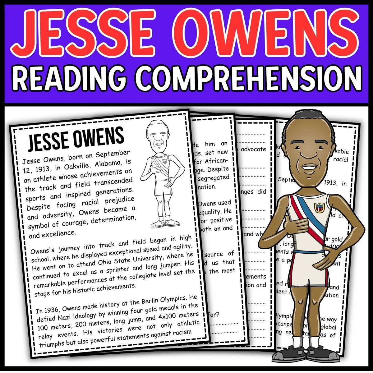 Jesse Owens Reading Comprehension Passage Questions Made By Teachers Jesse Owens Reading Comprehension Passage Questions Made By Teachers