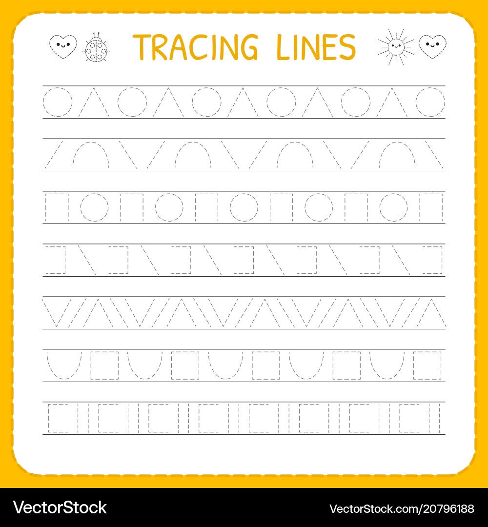 Kids Writing Line Trace Worksheet Royalty Free Vector VectorStock Kids Writing Line Trace Worksheet Royalty Free Vector VectorStock