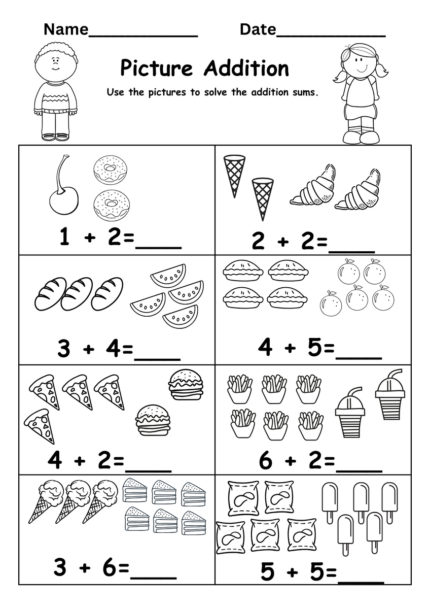 Column Addition With Pictures Worksheet Free Printable Digital PDF