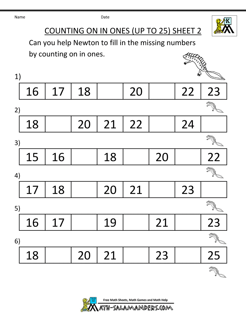 Kindergarten Math Printables 2 Sequencing To 25 Kindergarten Math Printables 2 Sequencing To 25