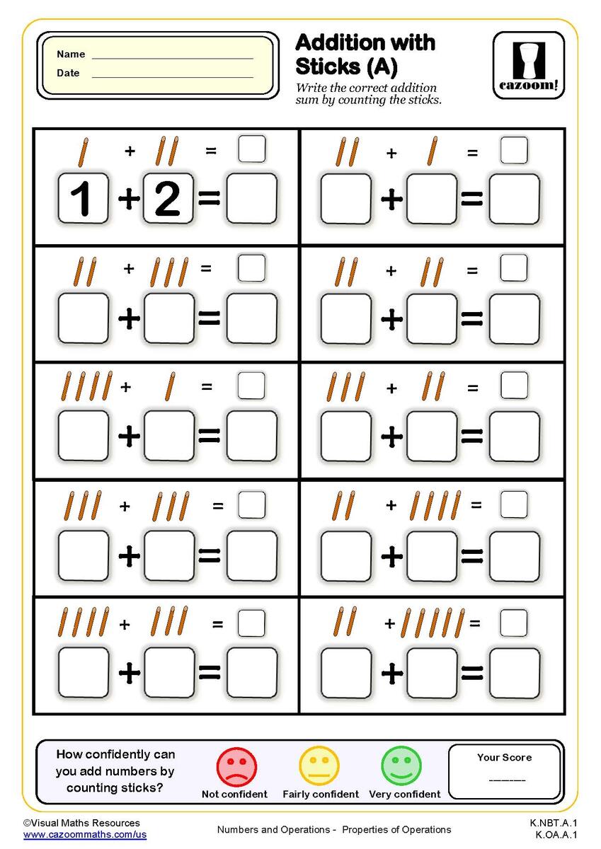 Kindergarten Math Worksheets PDF Printable PDF Worksheets Cazoom Math Color By Addition Worksheet Free Printable Digital PDF