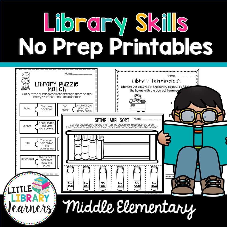 Library Skills No Prep Printables Middle Elementary Little Library Learners Library Skills No Prep Printables Middle Elementary Little Library Learners