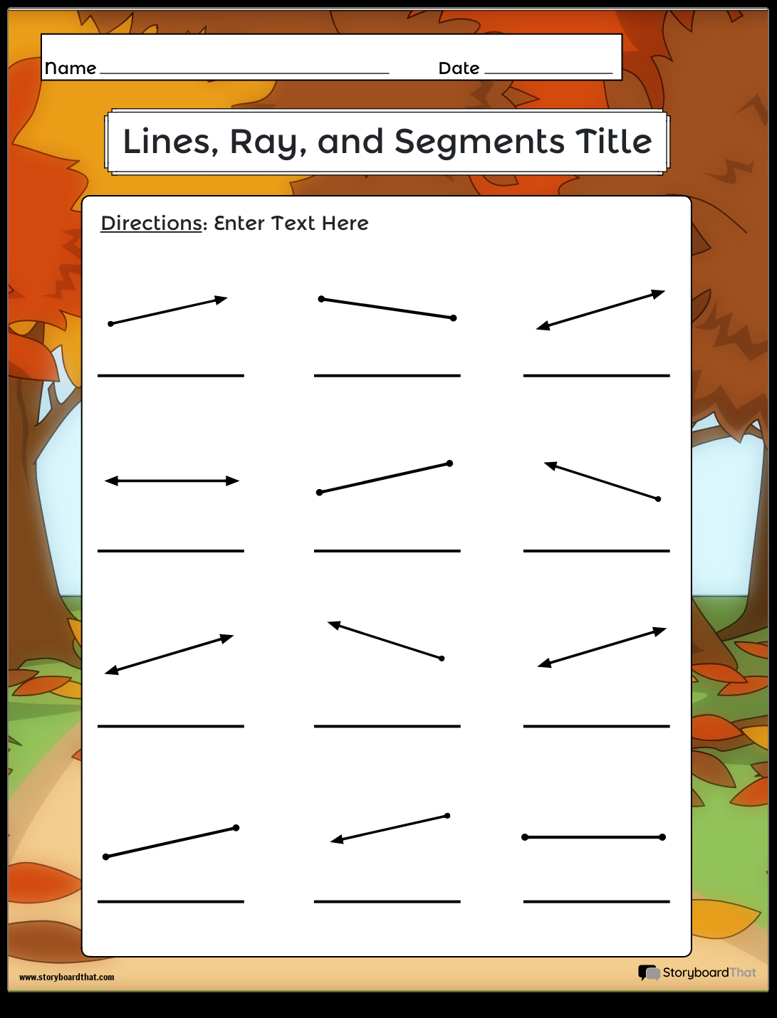 Lines Rays Line Segments Worksheets Storyboard That