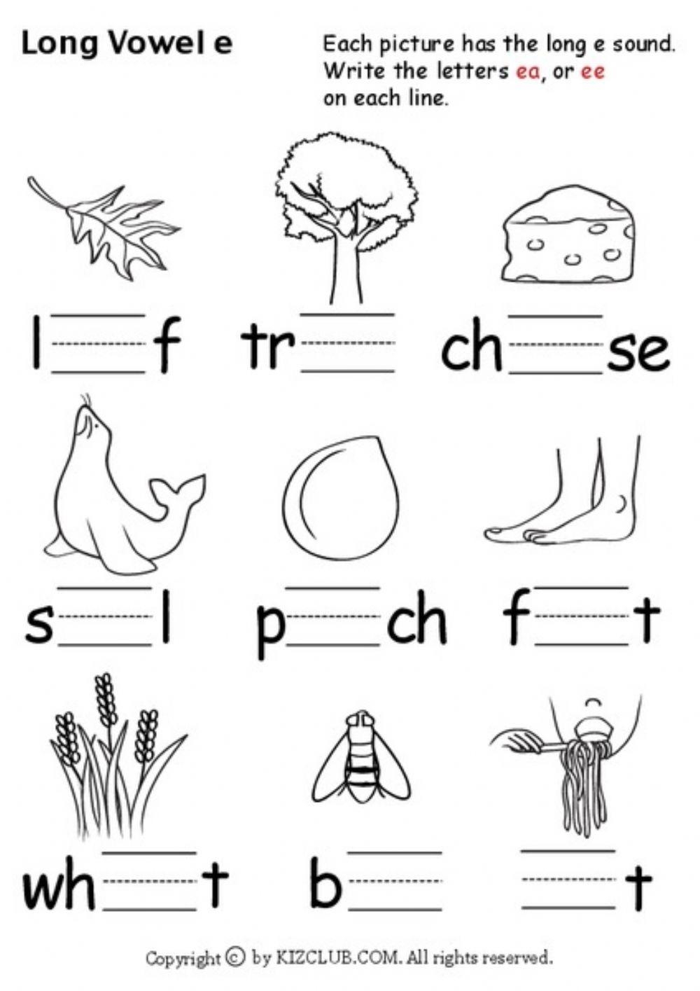 Long E Vowel Sound Worksheet Worksheets Library
