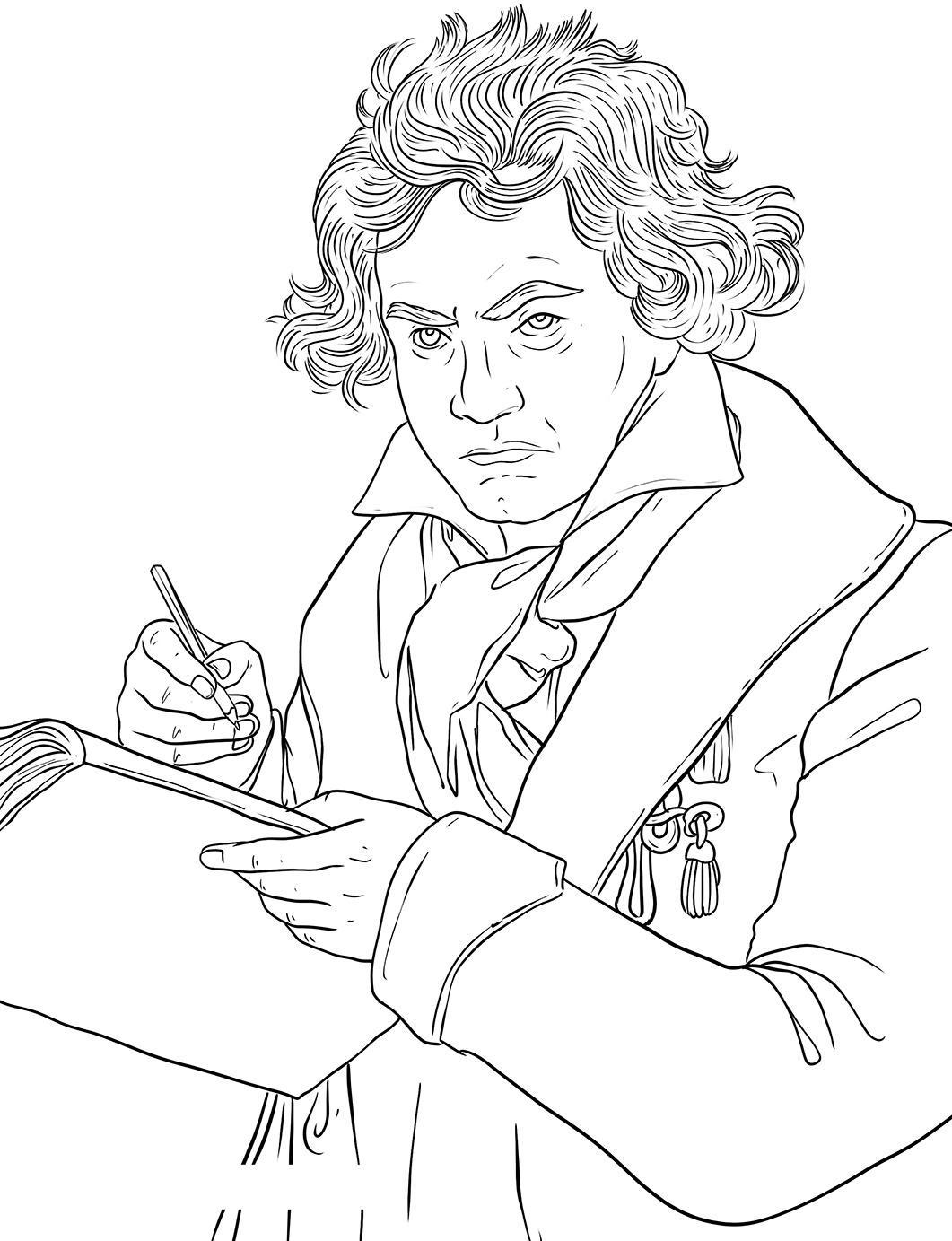 Ludwig Van Beethoven Coloring Page Free Printable Beethoven Free Music History Study Quiet Life Farm