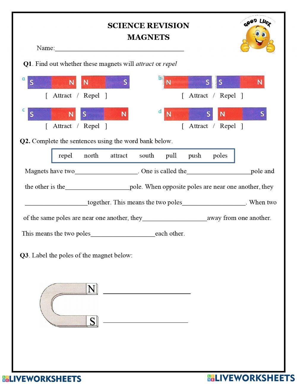 Magnets Online Exercise For GRADE 4 Worksheets Library