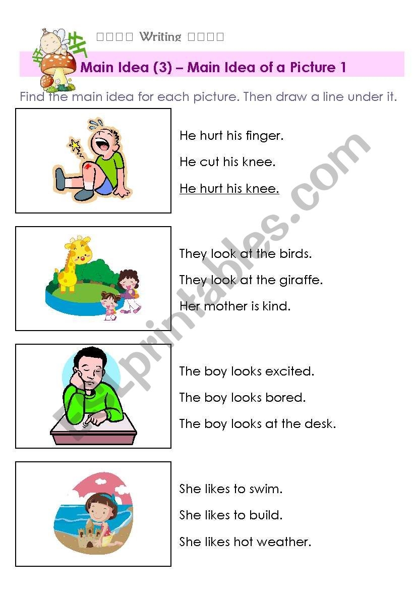 Main Idea Of A Picture ESL Worksheet By Nailkka Main Idea Practice Pages For Beginners Reading Comprehension Worksheets Library