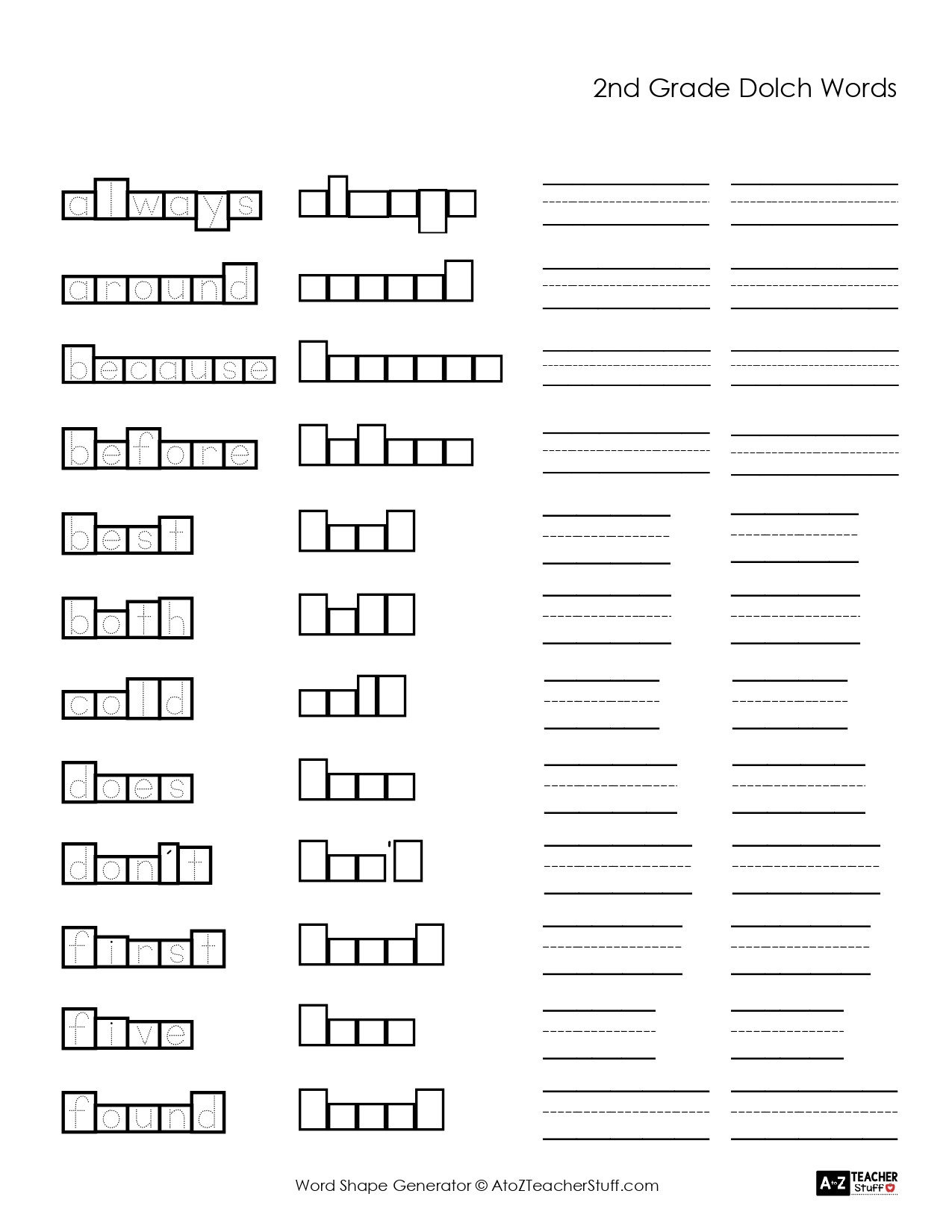 Make Your Own Printable Word Shapes Worksheets A To Z Teacher Stuff Spelling Worksheets Superstar Worksheets