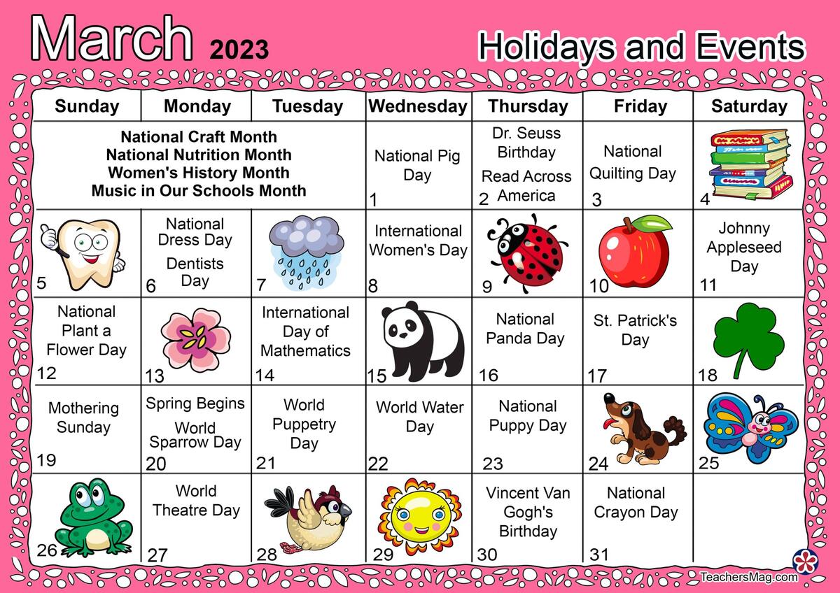 March Preschool Themes And Activity Calendar TeachersMag