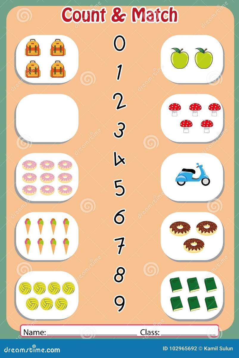 Match The Numbers To The Objects Worksheet For Preschool Stock Vector Illustration Of Notepad Learn 102965692 Free Printable Number Matching Worksheets For Kindergarten And Preschool Count And Match 1 10 MegaWorkbook