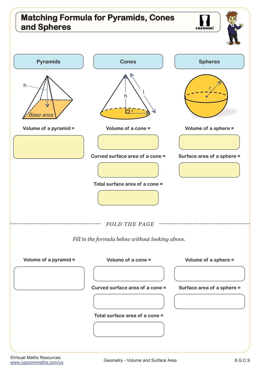 Matching Formulas For Pyramids Cones And Spheres Worksheet 8th Grade PDF Worksheets Cazoom Math Matching Formulas For Pyramids Cones And Spheres Worksheet 8th Grade PDF Worksheets Cazoom Math