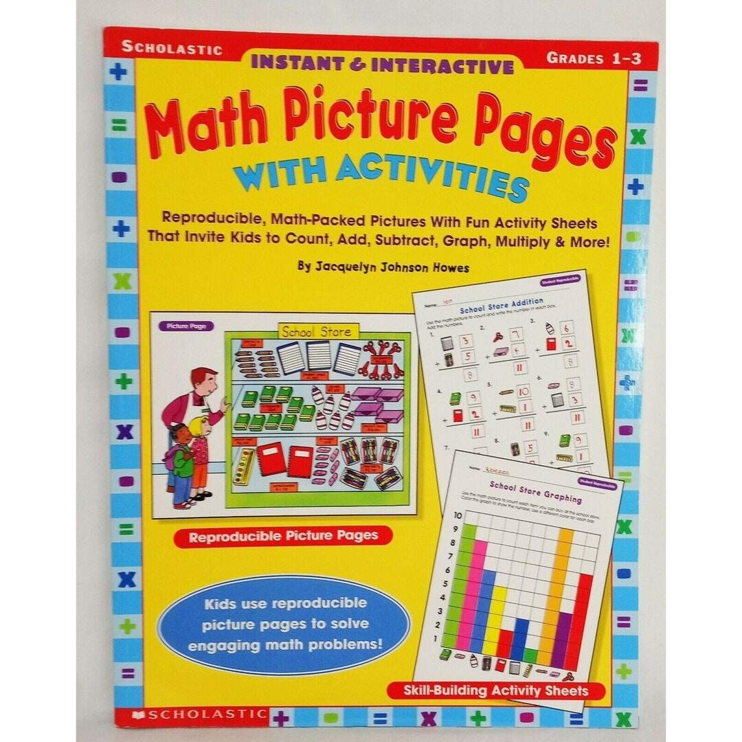 Math Picture Pages With Activities Scholastic Grades 1 3 Workbook 2000 School Etsy Math Picture Pages With Activities Scholastic Grades 1 3 Workbook 2000 School Etsy