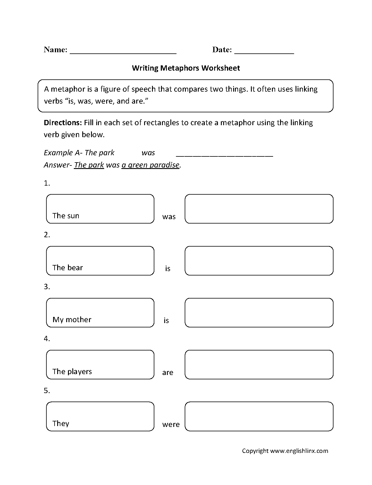 Worksheets Library Metaphors Worksheets Worksheets Library