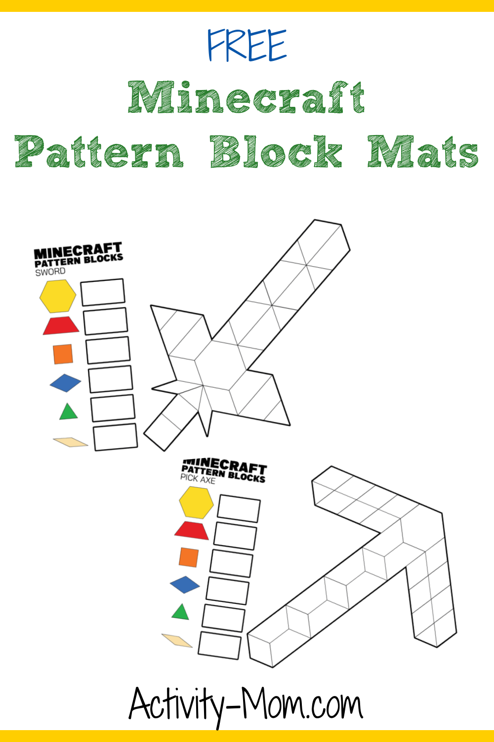 Minecraft Pattern Block Mats Free The Activity Mom Minecraft No Prep Multiplication Pack For Fun Math Practice Royal Baloo