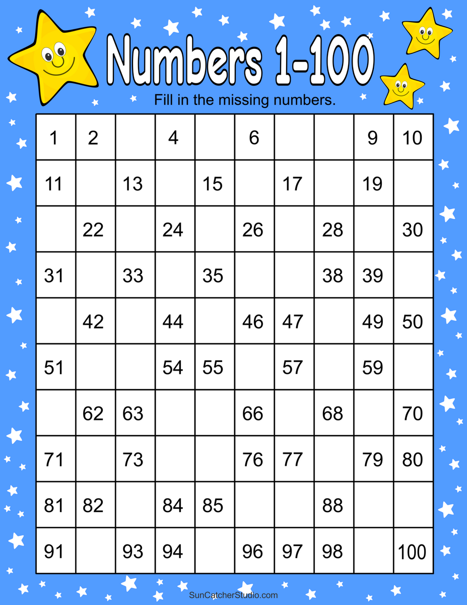 Missing Numbers Worksheets Fill In The Missing Numbers Free Printables Lettering SVG Files Tools Apps Free Count To 100 Worksheets Teach Prints