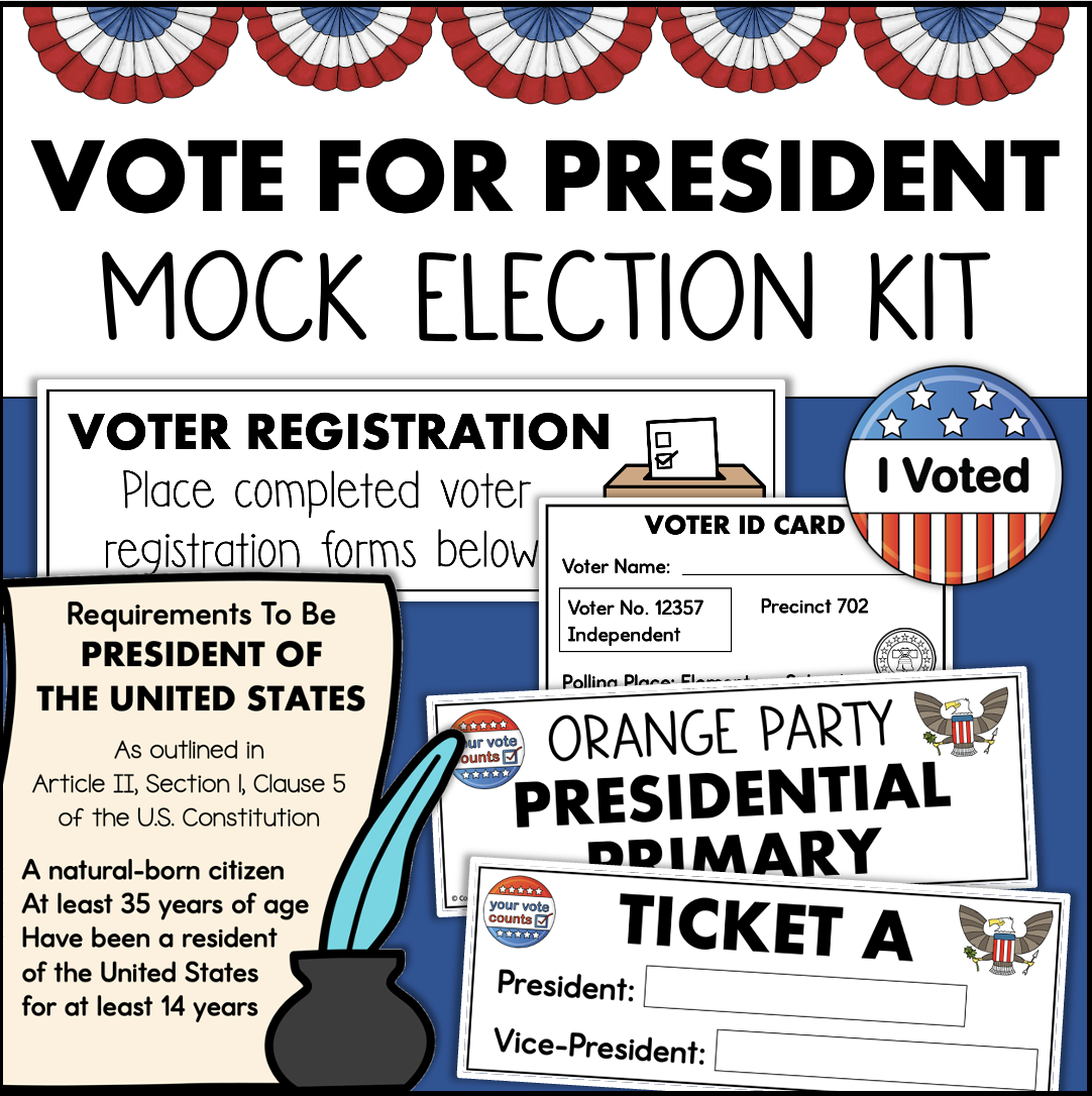 Mock Election Day Kit Classroom Voting Activity Worksheets Vocabulary Classful