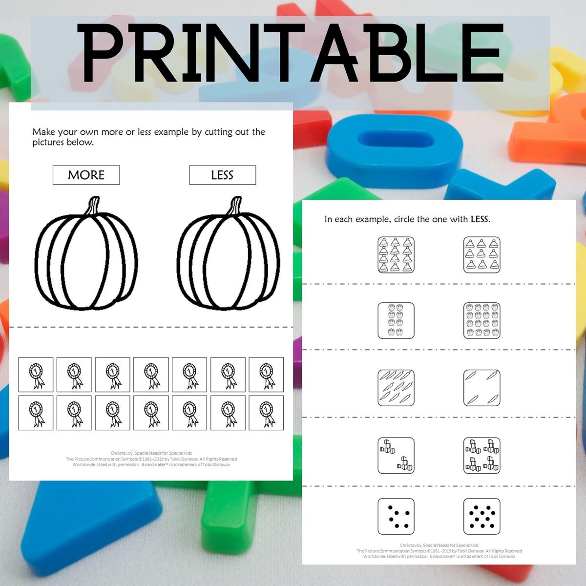 More Or Less Math Activities For Special Education PRINT AND DIGITAL Special Needs For Special Kids Differentiated Fall Math Worksheets For Elementary Special Education My Special Learners