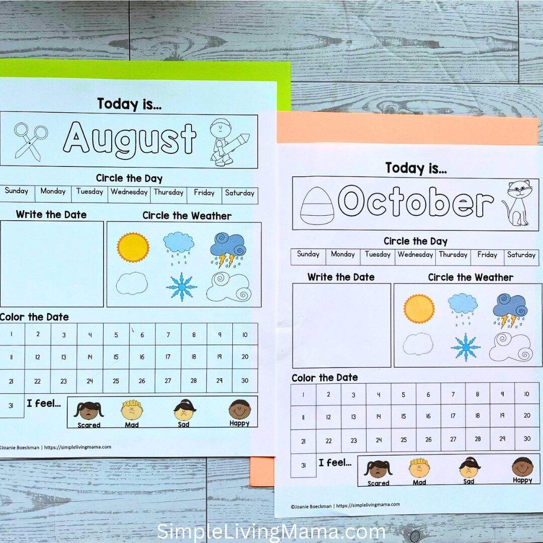 Morning Time Calendar Worksheets Preschool Kindergarten Daily Practice Simple Living Mama Morning Time Calendar Worksheets Preschool Kindergarten Daily Practice Simple Living Mama