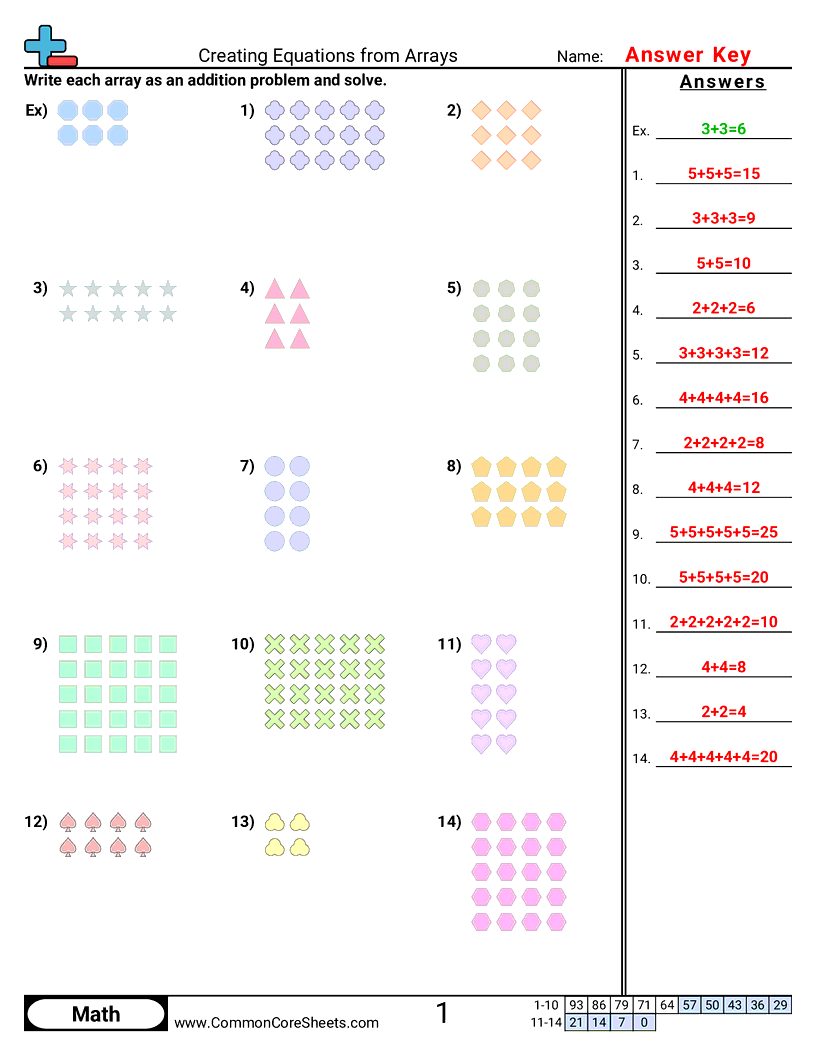 Color The Array Multiplication Eight Worksheets Etsy
