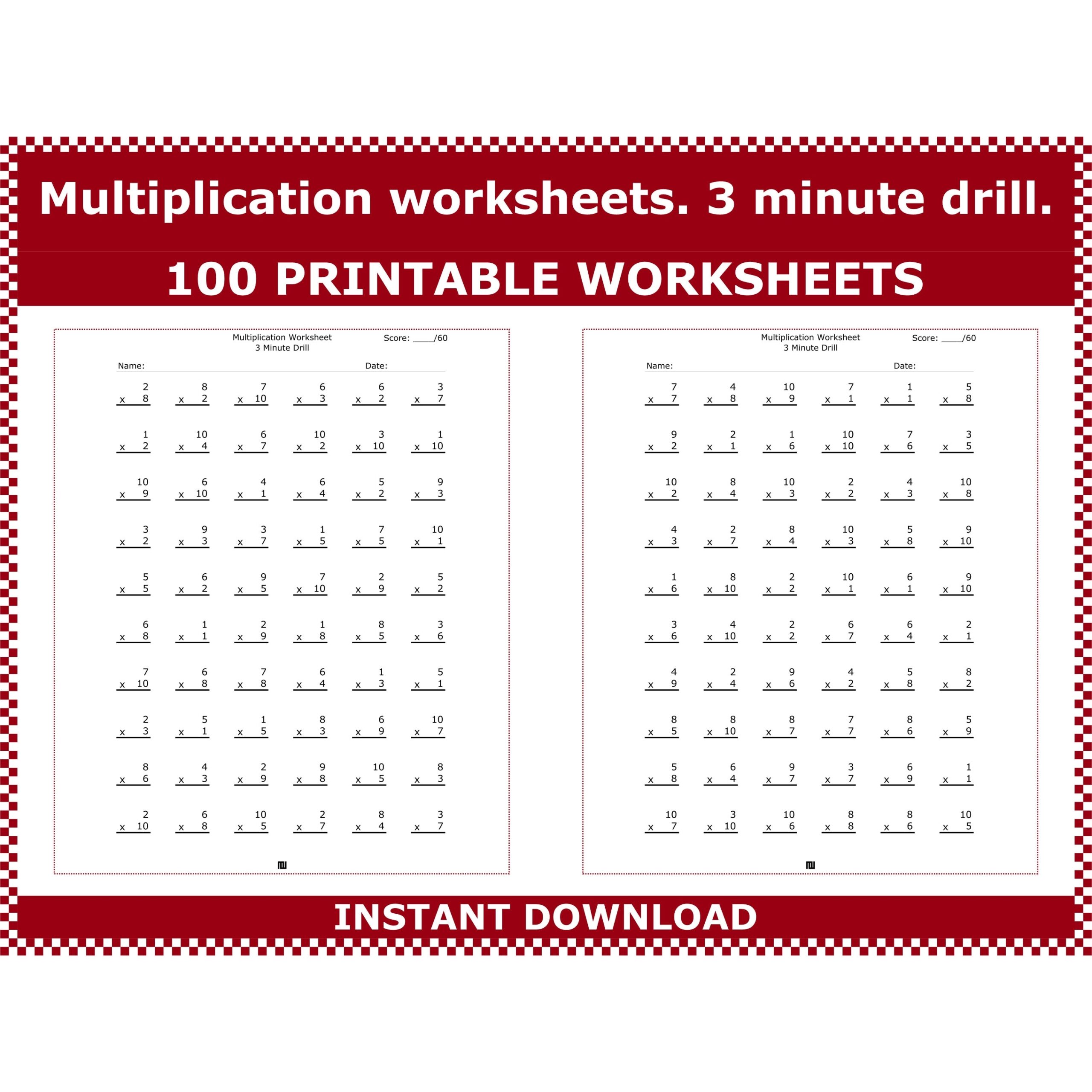 Multiplication Worksheets 3rd 4th Grade Math Drills PDF Etsy Finland Multiplication Worksheets 3rd 4th Grade Math Drills PDF Etsy Finland