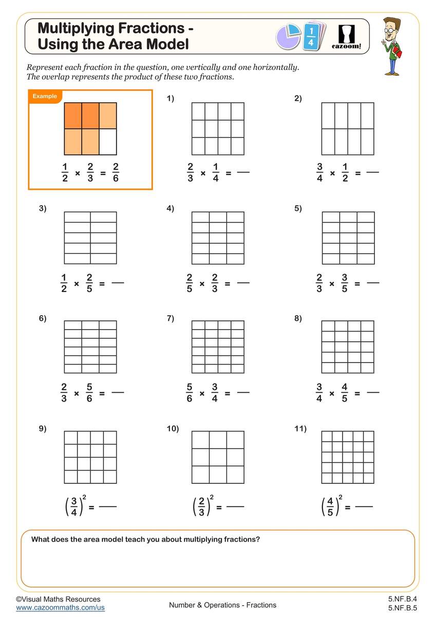 Multiplying Fractions Using The Area Model Worksheet Fun And Engaging 5th Grade Number Operations Worksheet Cazoom Math 2 Digit By 2 Digit Multiplication Worksheet With Area Models Free Pdf MathFactLab