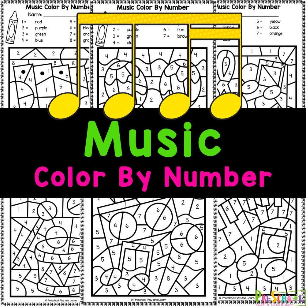 Music Color By Number Printable Worksheets Music Trace And Color Worksheets For Kids Worksheets Library