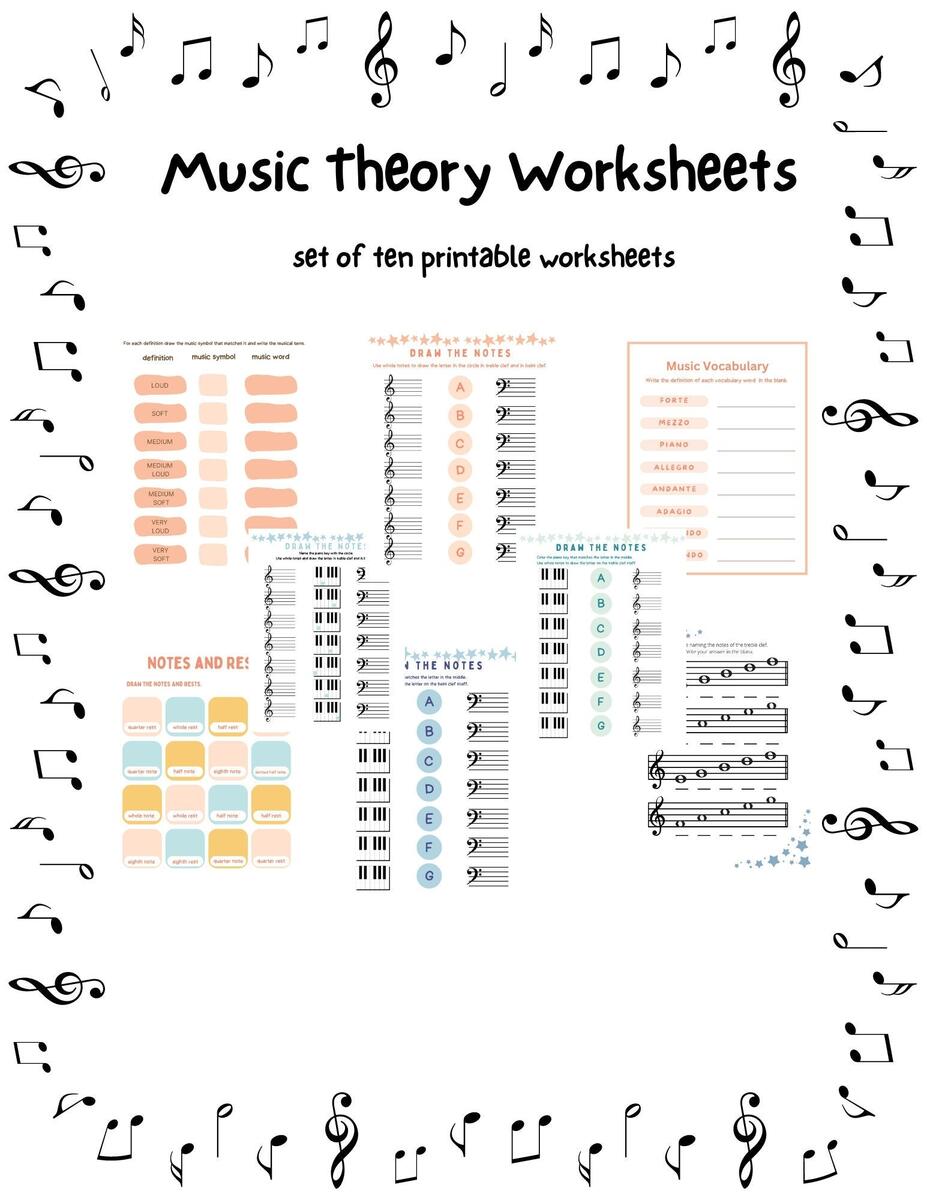 Music Worksheets Printable Music Theory Worksheets Homeschool Music Piano Lesson Worksheets Music Education Worksheet Music Vocabulary Etsy 11 Music Theory Worksheets Note Value Worksheets Library