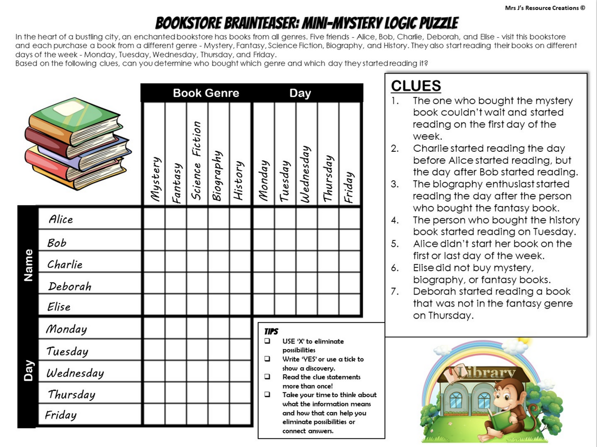 Storyboard That Free Logic Puzzles For Critical Thinking