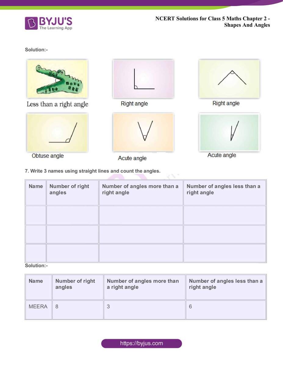 NCERT Solutions Class 5 Maths Chapter 2 Shapes And Angles NCERT Solutions Class 5 Maths Chapter 2 Shapes And Angles