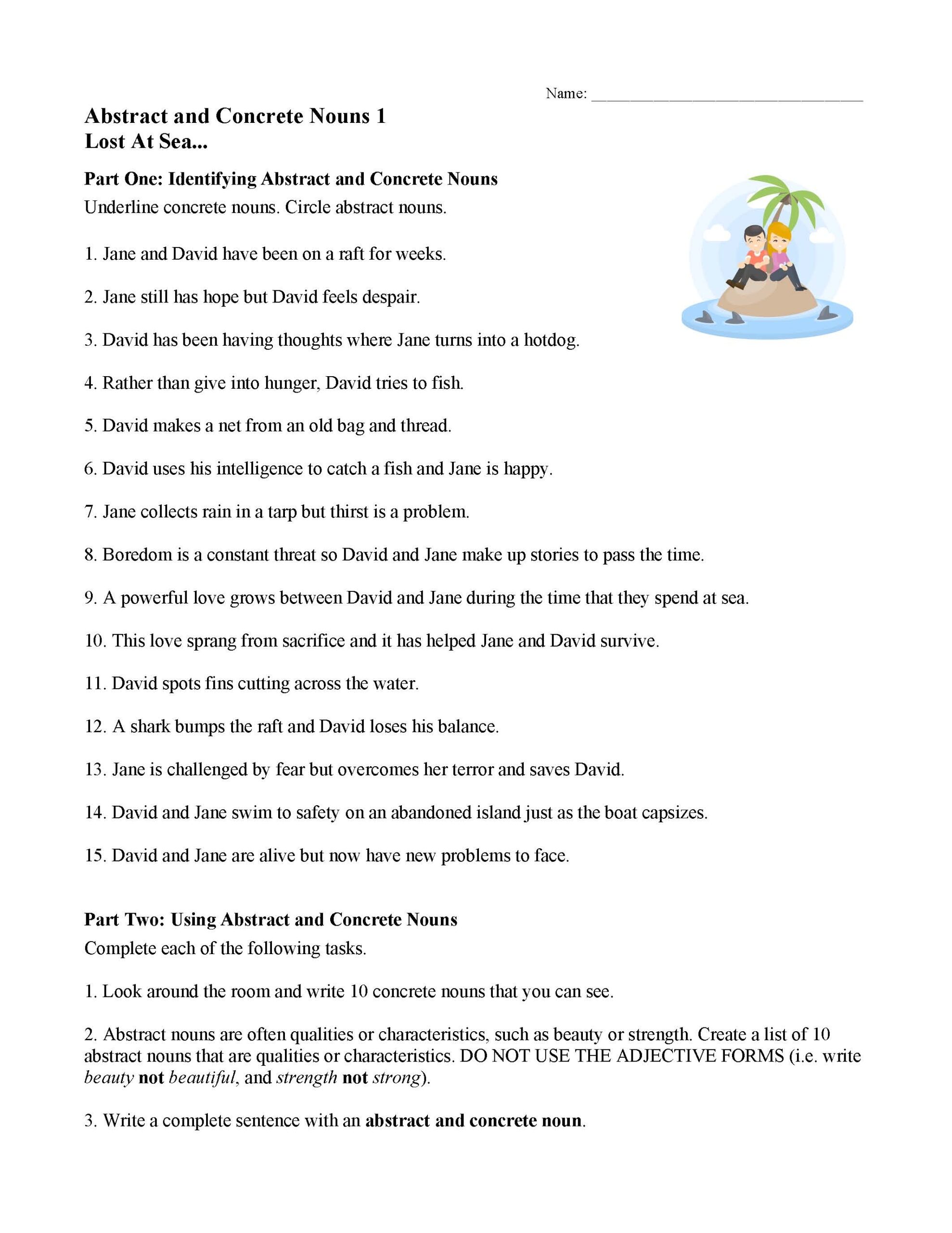 Noun Worksheets Lessons And Tests Parts Of Speech Activities