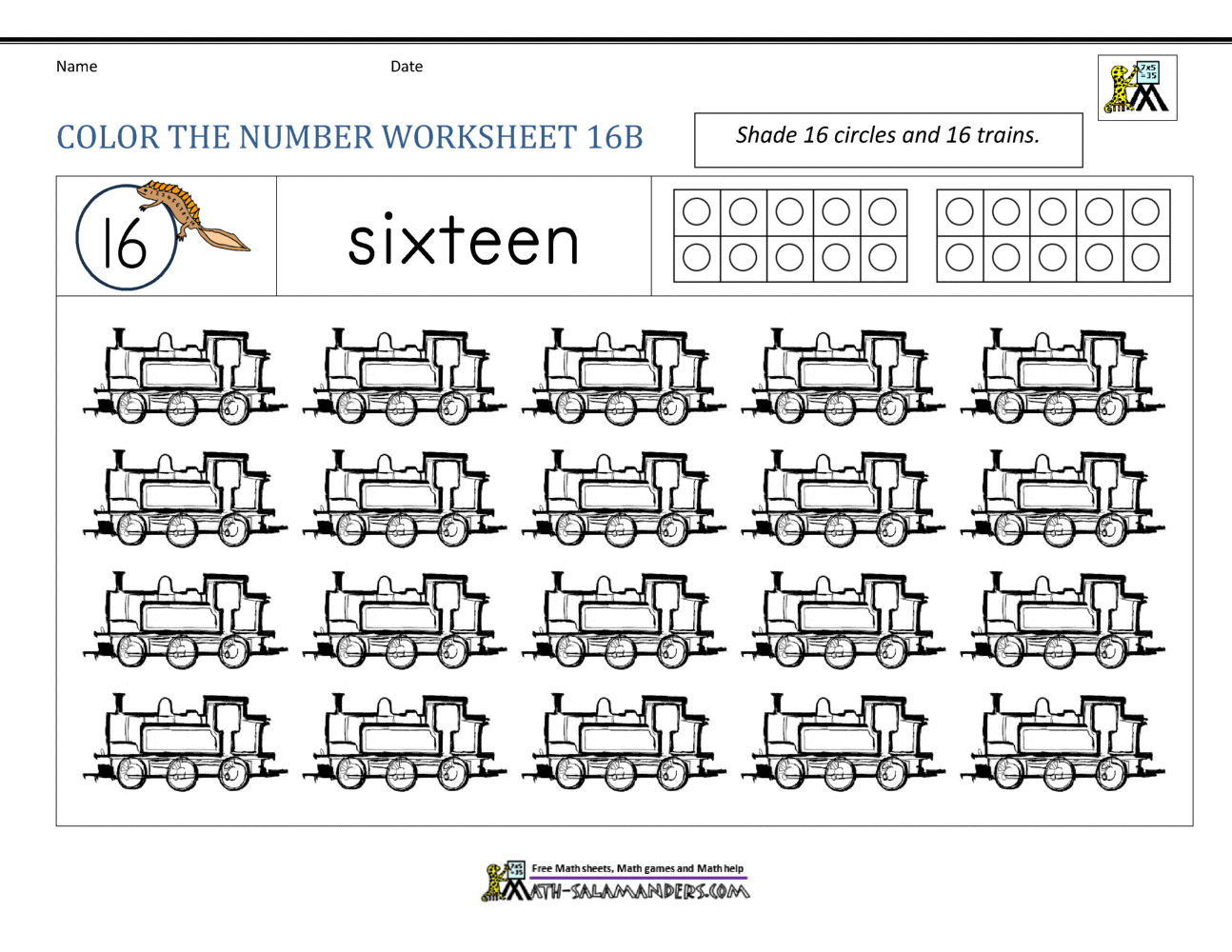 Number 16 Worksheets For Preschool