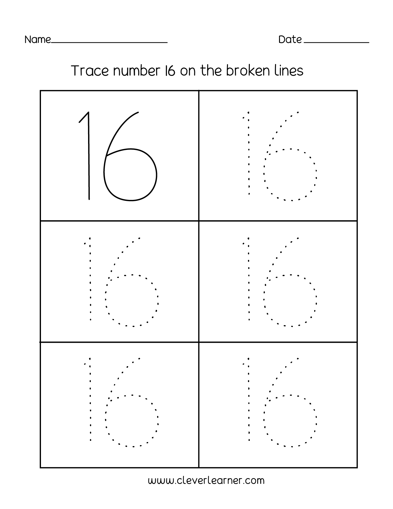 Number 16 Writing Counting And Identification Printable Worksheets For Children Number 16 Writing Counting And Identification Printable Worksheets For Children