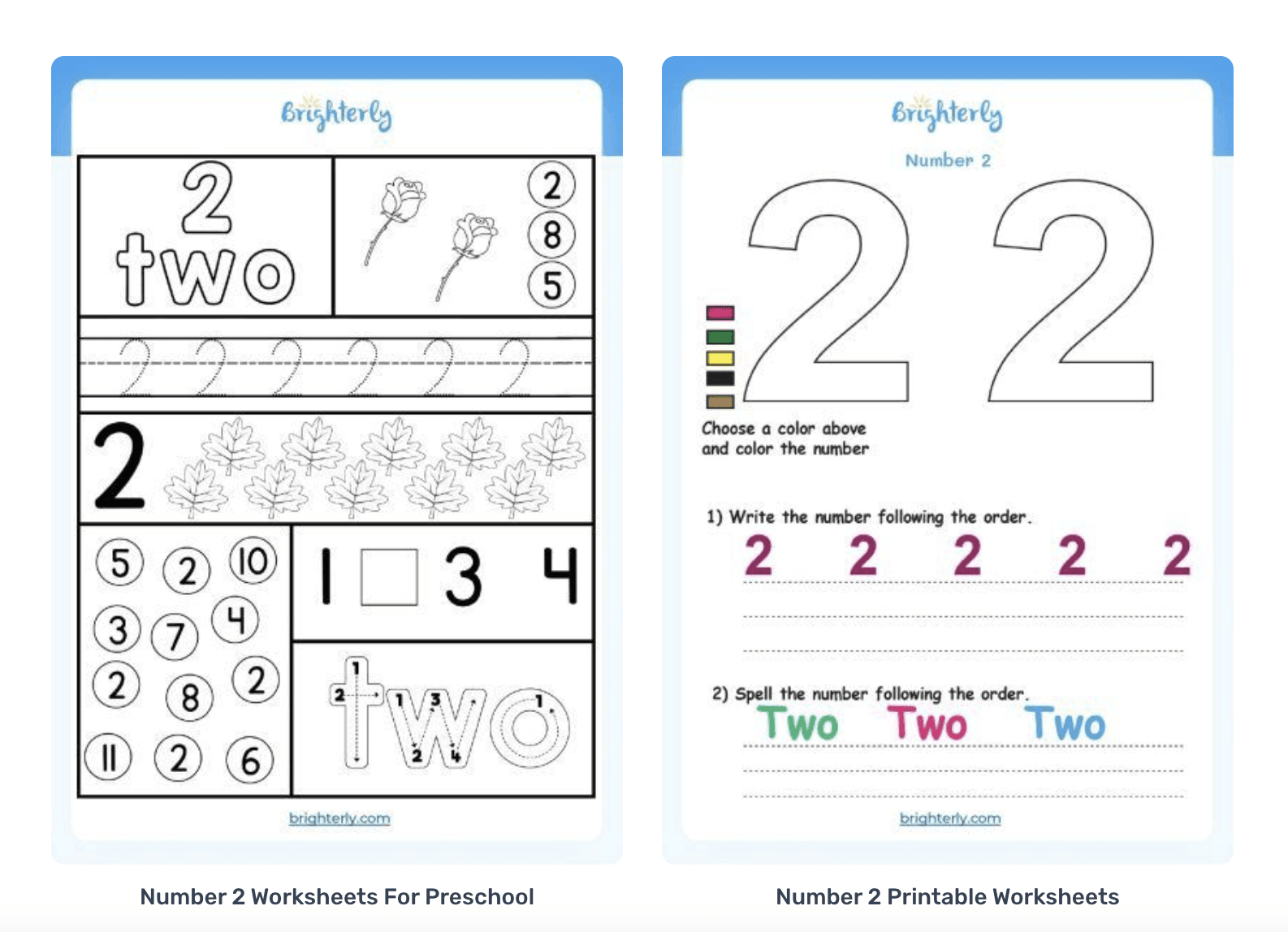 Math Worksheet Number 2 Coloring Page Free Printable PDF
