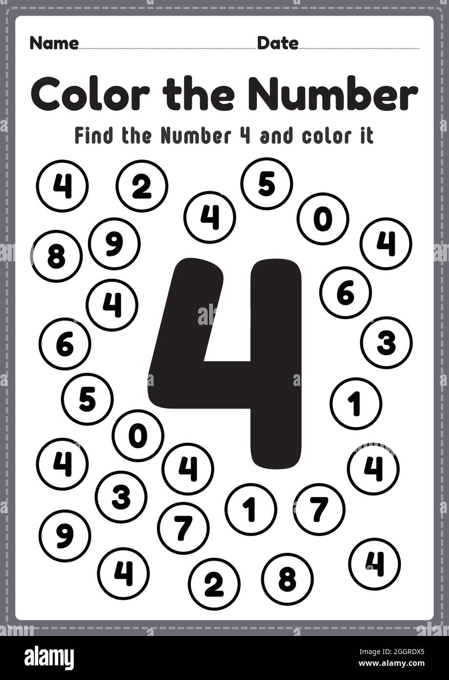 Number 4 Worksheet Hi Res Stock Photography And Images Alamy