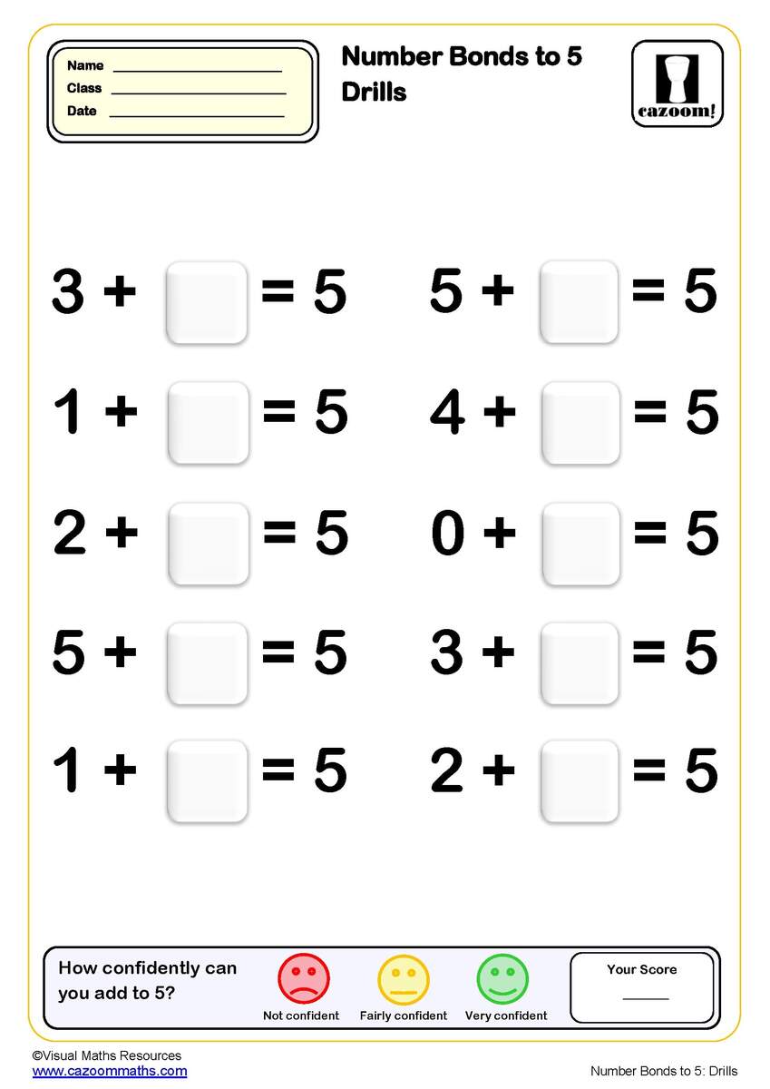 Addition Number Bonds To 5 And To 10 Worksheets Missing Parts Missing Whole Made By Teachers