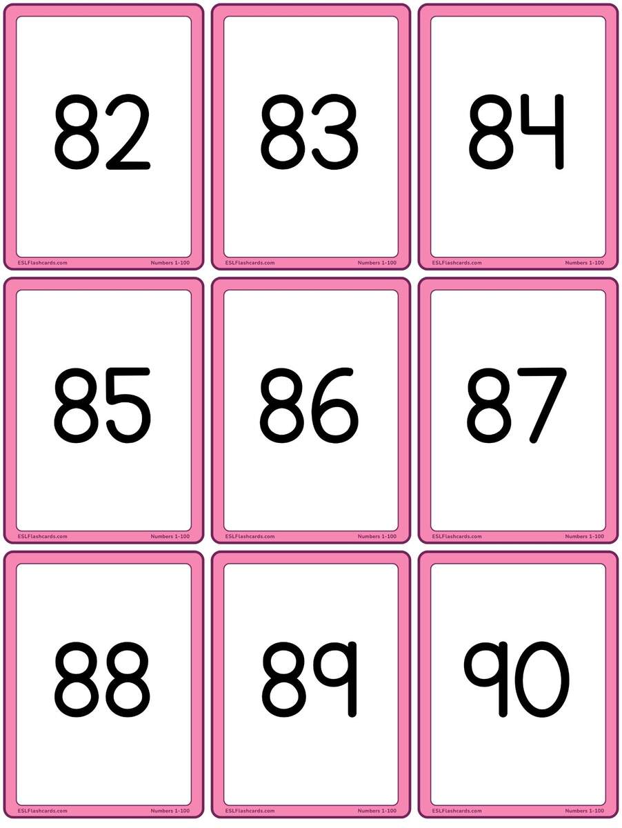 Numbers 1 To 100 ESL Flashcards Numbers 1 100 Flashcards English Created Resources