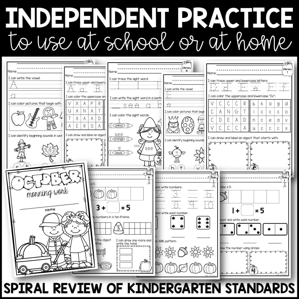 October Morning Work For Kindergarten Math And Literacy Printables Practice Miss Kindergarten October Morning Work For Kindergarten Math And Literacy Printables Practice Miss Kindergarten