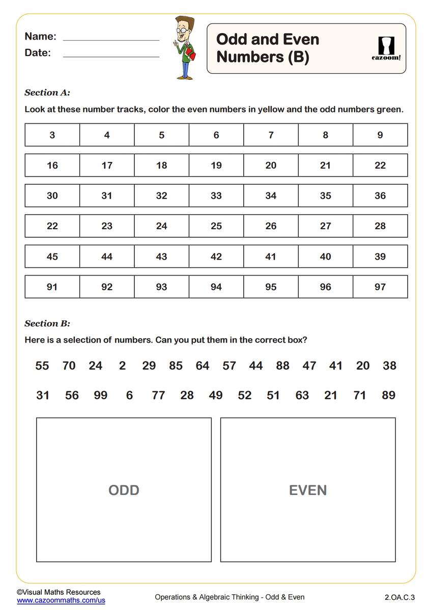 Storyboard That Free Even Odd Number Worksheets