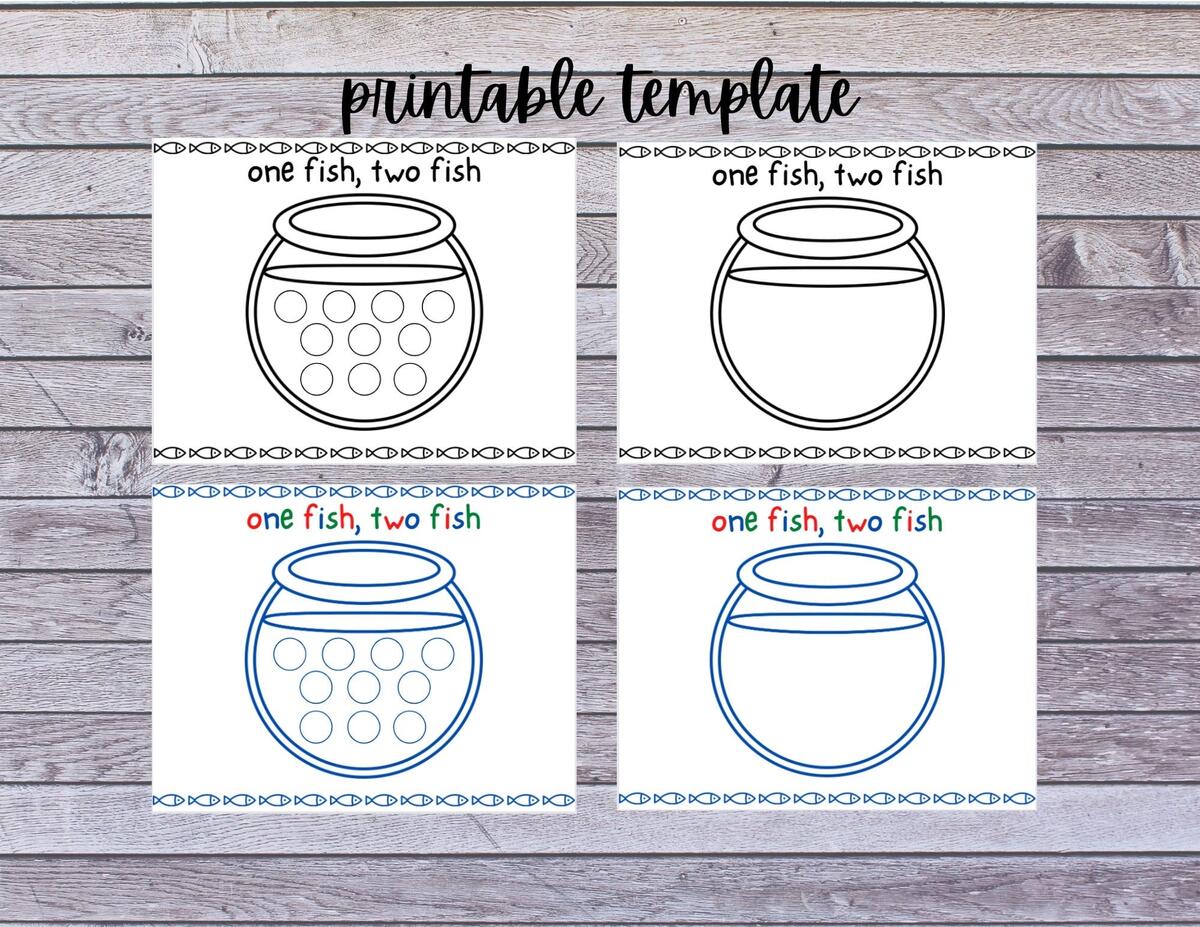 One Fish Two Fish Red Fish Blue Fish Dr Seuss Printables Free Preschool Printables